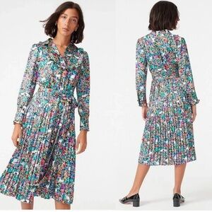 NWOT J. Crew RARE pleated midi dress navy true teal grazing goats Sz 6